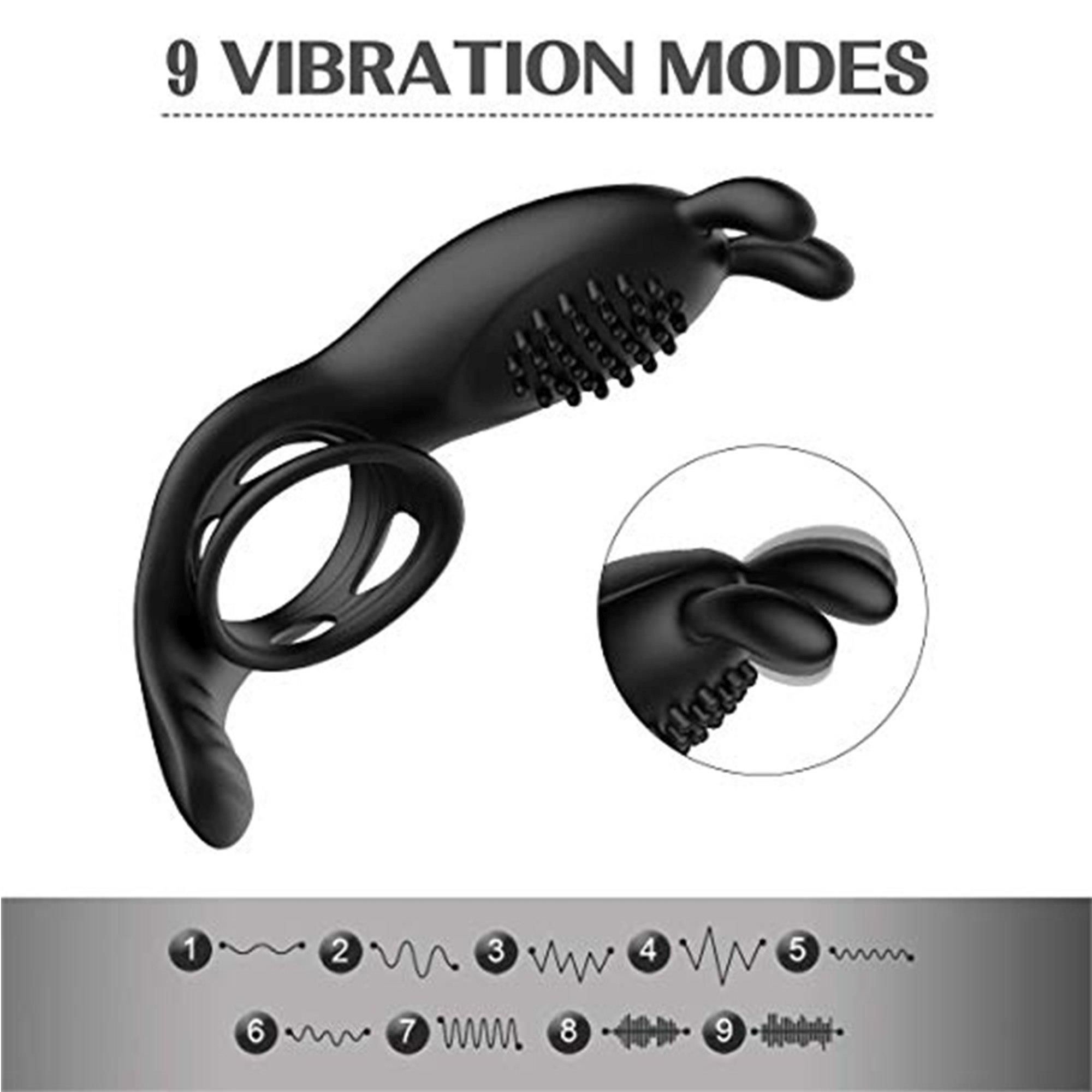 Эрекционное кольцо B - Series Cute Rabbit Vibration, 11.7 см (черный)