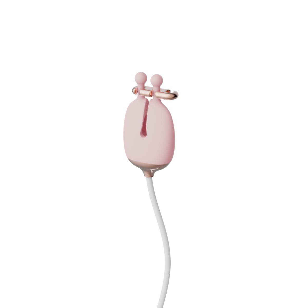Qingnan No.2 Vibrating Nipple Clamps and Choker Set - Zaciski na sutki, Różowy, 86 cm