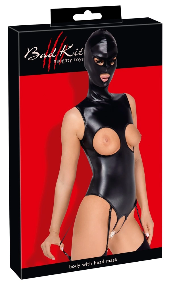 БДСМ костюм Bad Kitty Naughty Toys Body With Head Mask, L (черный)