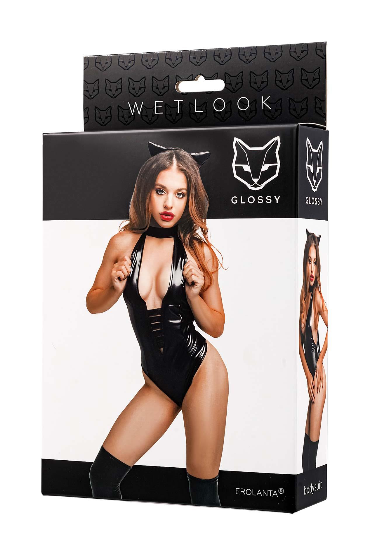 Боди Glossy Kitti Wetlook, M (черный)