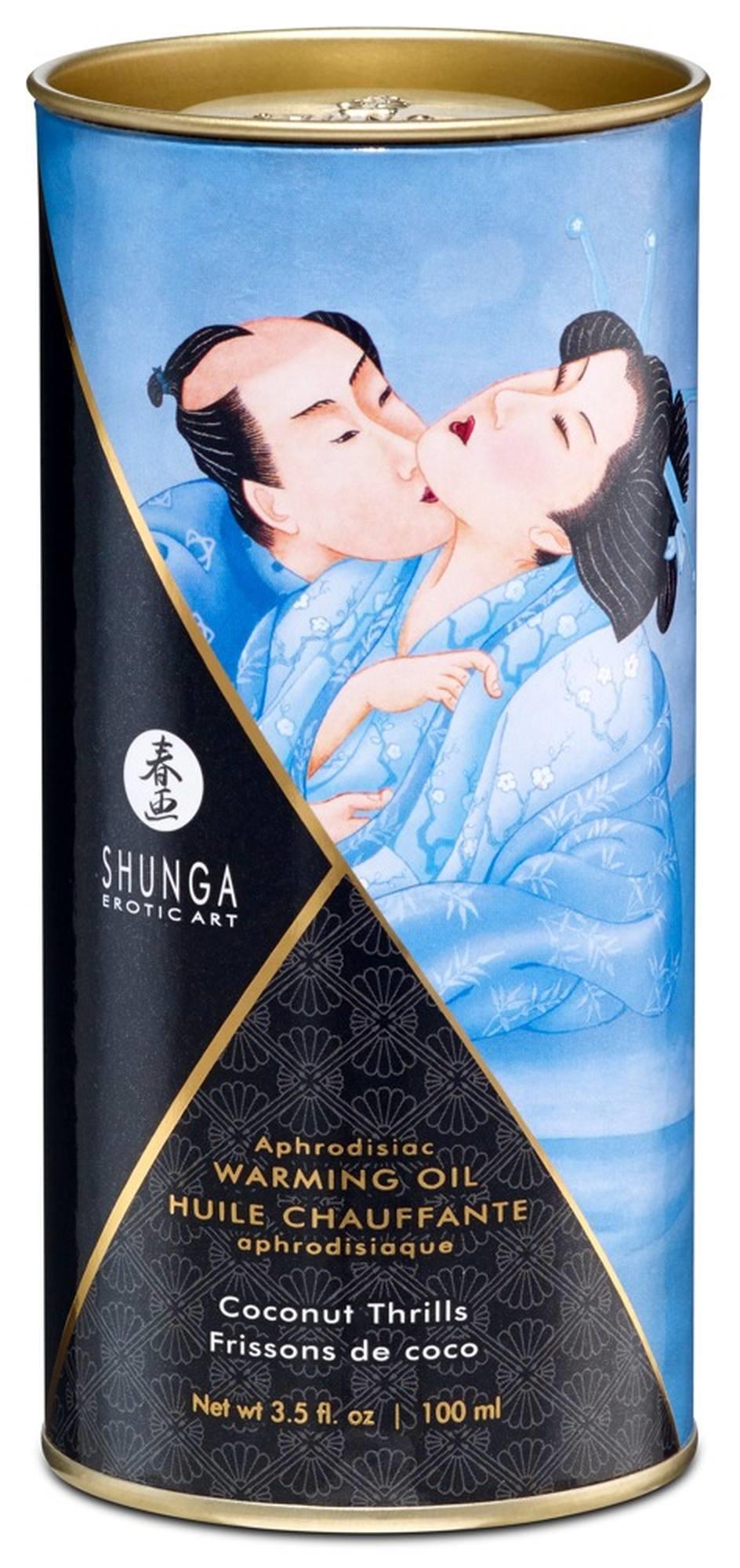 Согревающее массажное масло Shunga Aphrodisiac кокос, 100 мл