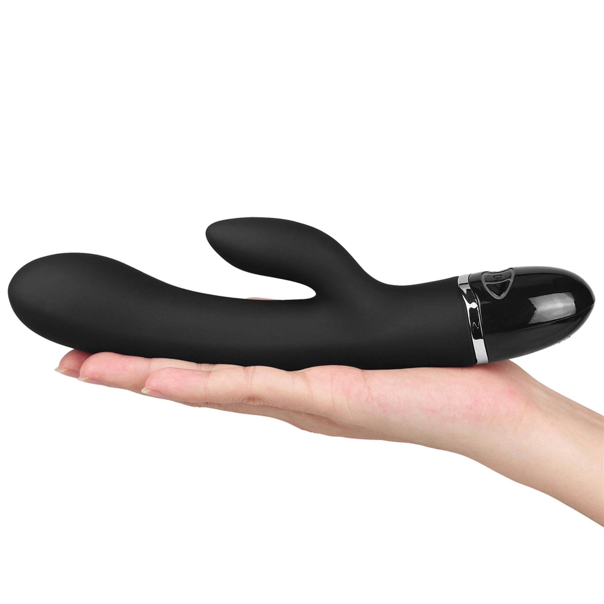 Wibrator królik LoveToy O-Sensual Clit Duo Climax, 21 cm (czarny)