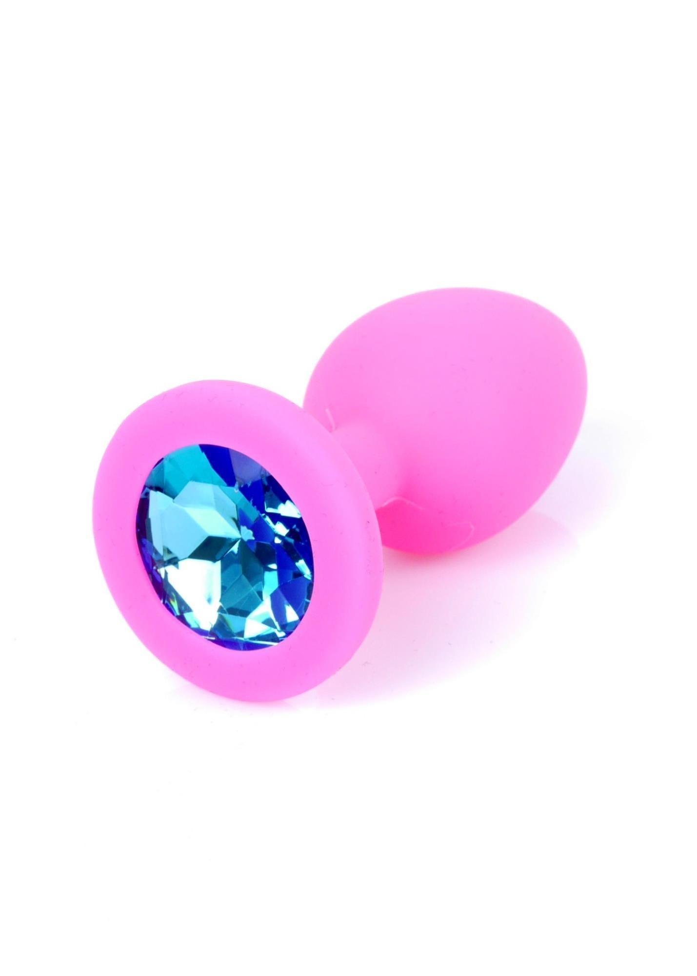 Силіконова анальна пробка з кристалом Boss Plug Jewellery, 7 см (блакитний)