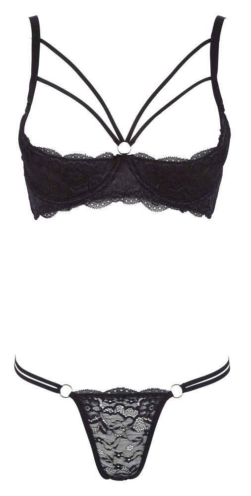 Комплект белья Cottelli Lingerie Shelf Bra Lace, 75B/S (черный)