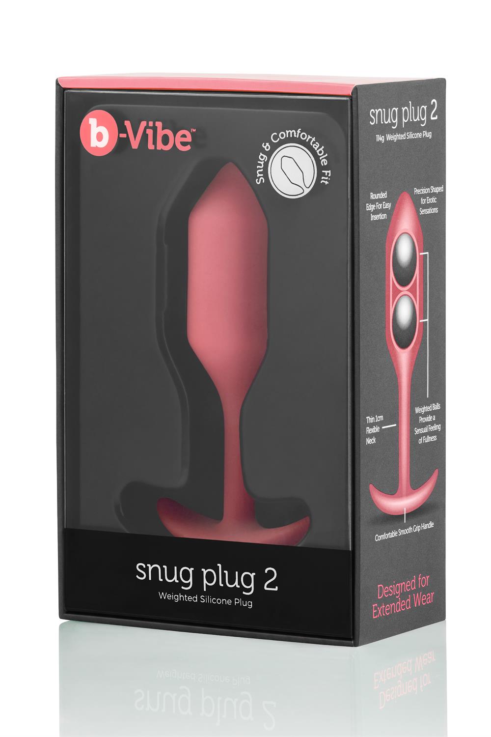 Korek analny B-Vibe Snug Plug 2, 10.5 cm (różowy)