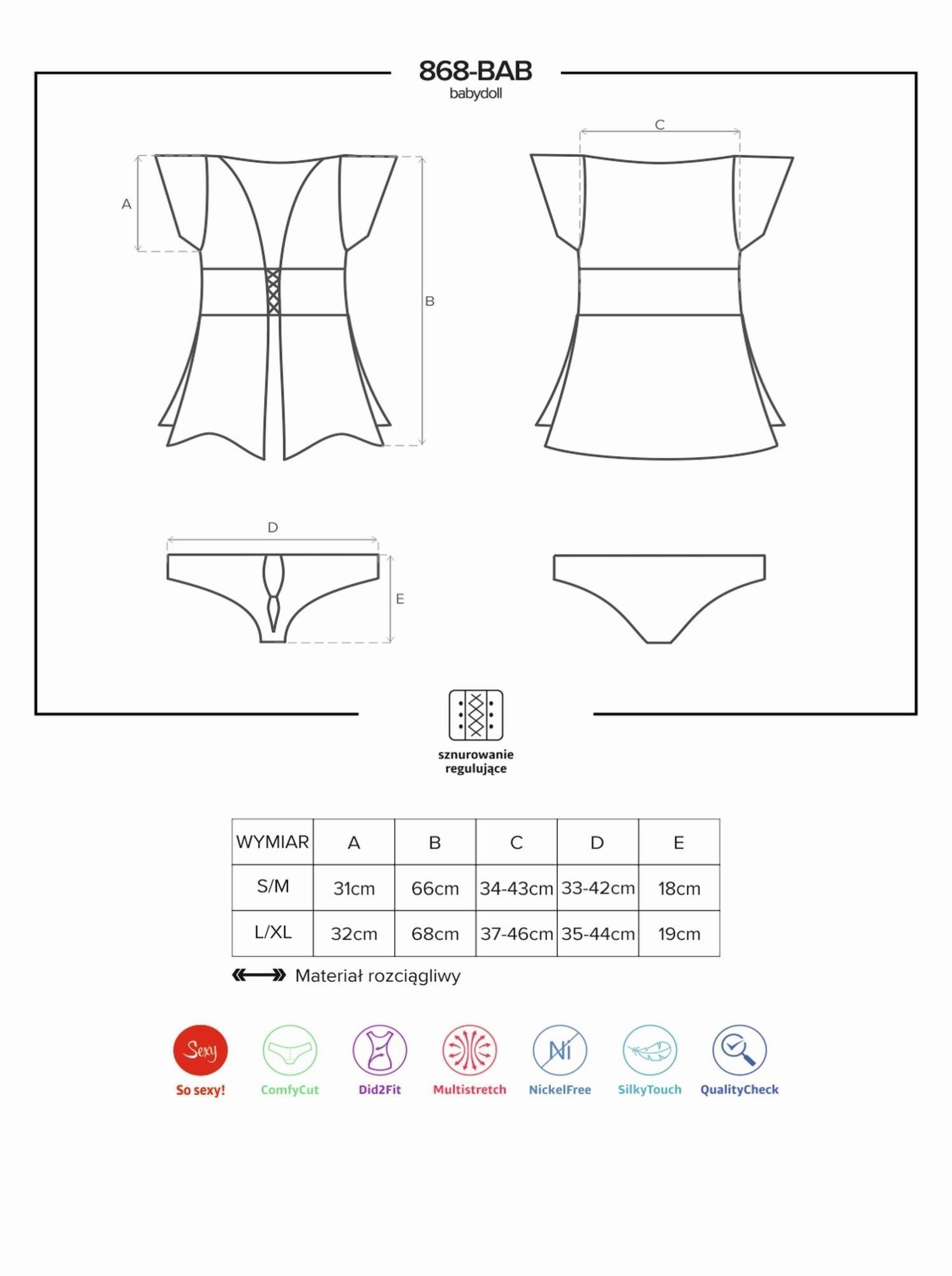 Комплект белья Obsessive 868-BAB-1, L/XL (чёрный)