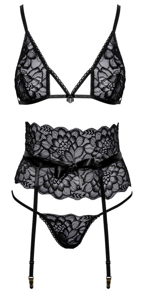 Комплект Kissable Suspender Set, L/XL (черный)