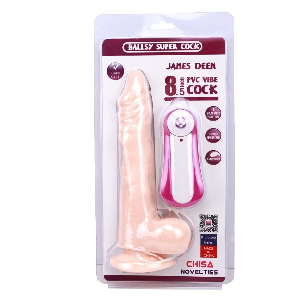 Вибратор Ballsy Super Cock James Deen 8.5", 21.5 см (телесный)