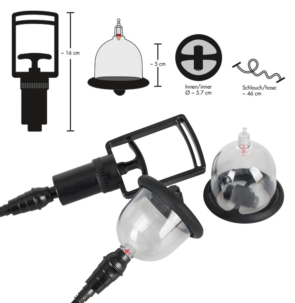 Вакуумная помпа Bad Kitty Vibrating Nipple Cup, 46 см (прозрачный)