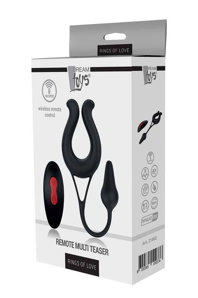 Вибратор Dream Toys Rings of Love Remote Multi Teaser, 23 см (черный)