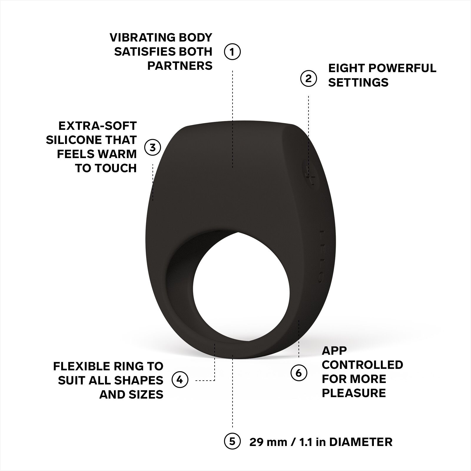 Виброкольцо Lelo Tor 3, 6 см (черный)