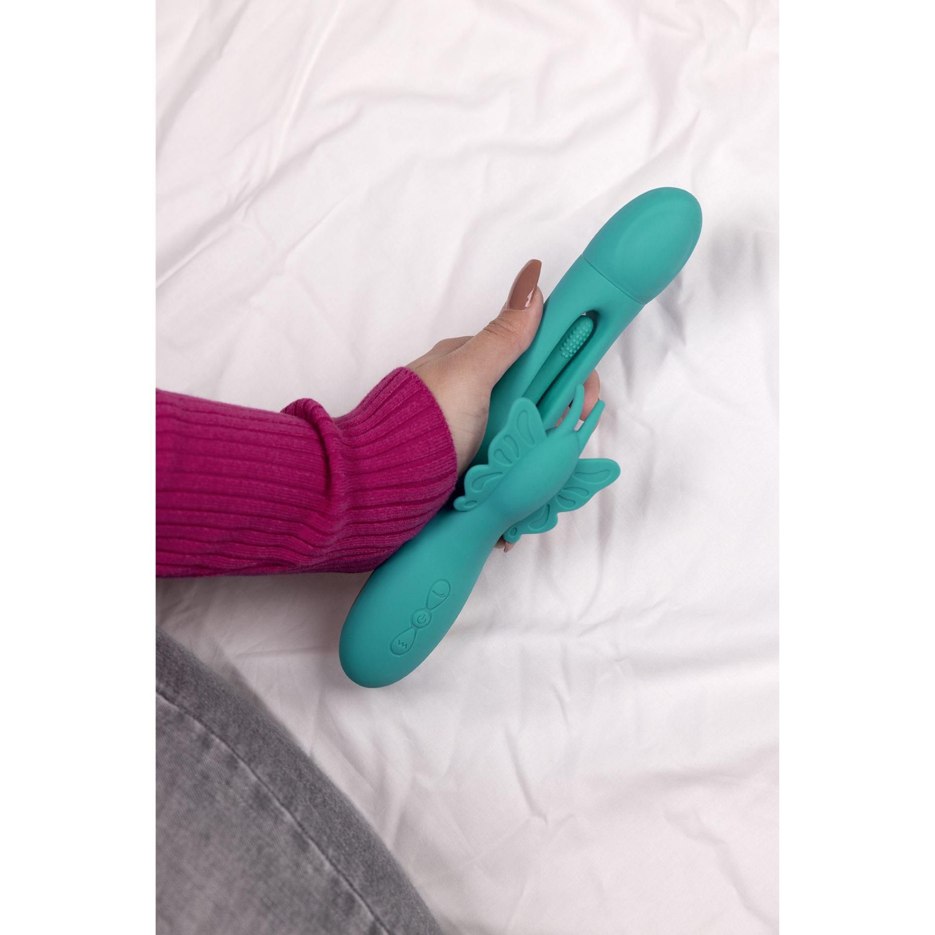 Вибратор Loveline Flapping G-Spot Butterfly, 25.7 см (бирюзовый)