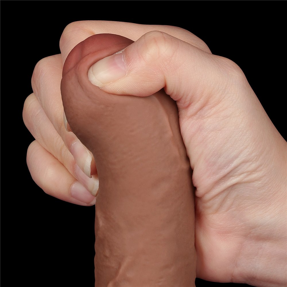 Фаллоимитатор LoveToy Sliding-Skin Dual Layer Dong 7", 18.3 см (коричневый)