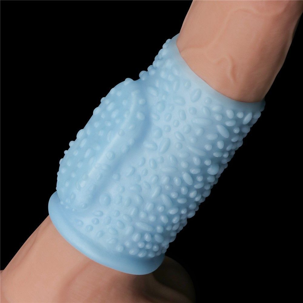 Насадка на пенис Knights Ring Vibrating Drip, 10 см (голубой)