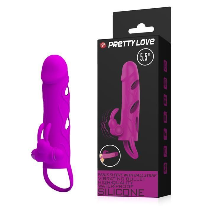 Насадка на пенис Pretty Love Vibrating Penis Sleeve, 14 см (фиолетовый)