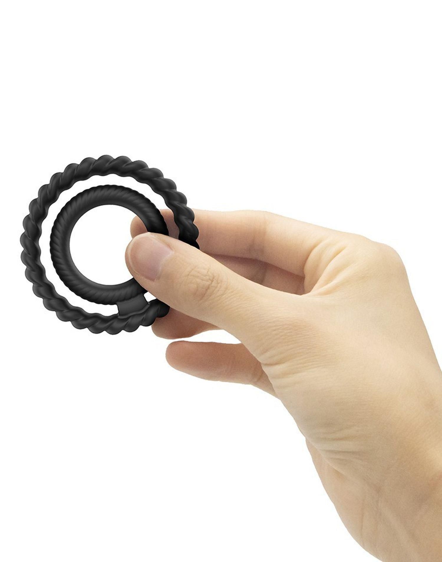 Двойное эрекционное кольцо Dorcel Dual Ring, 5,7 см (черный)