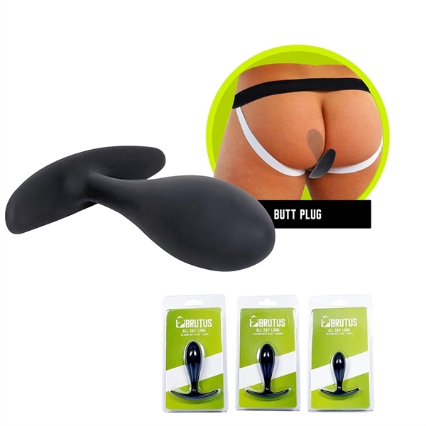 Korek analny Brutus All Day Long M, 9 cm (czarny)