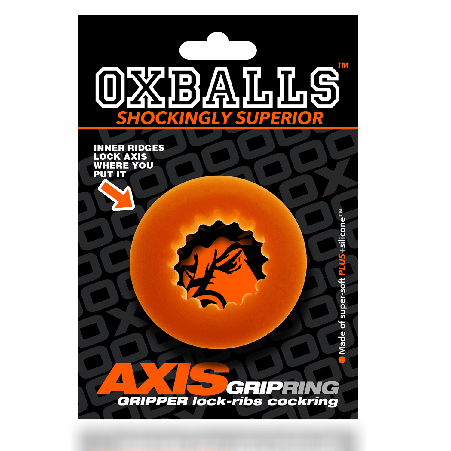 Эрекционное кольцо Oxballs Axis Rib Griphold, 5 см (оранжевый)