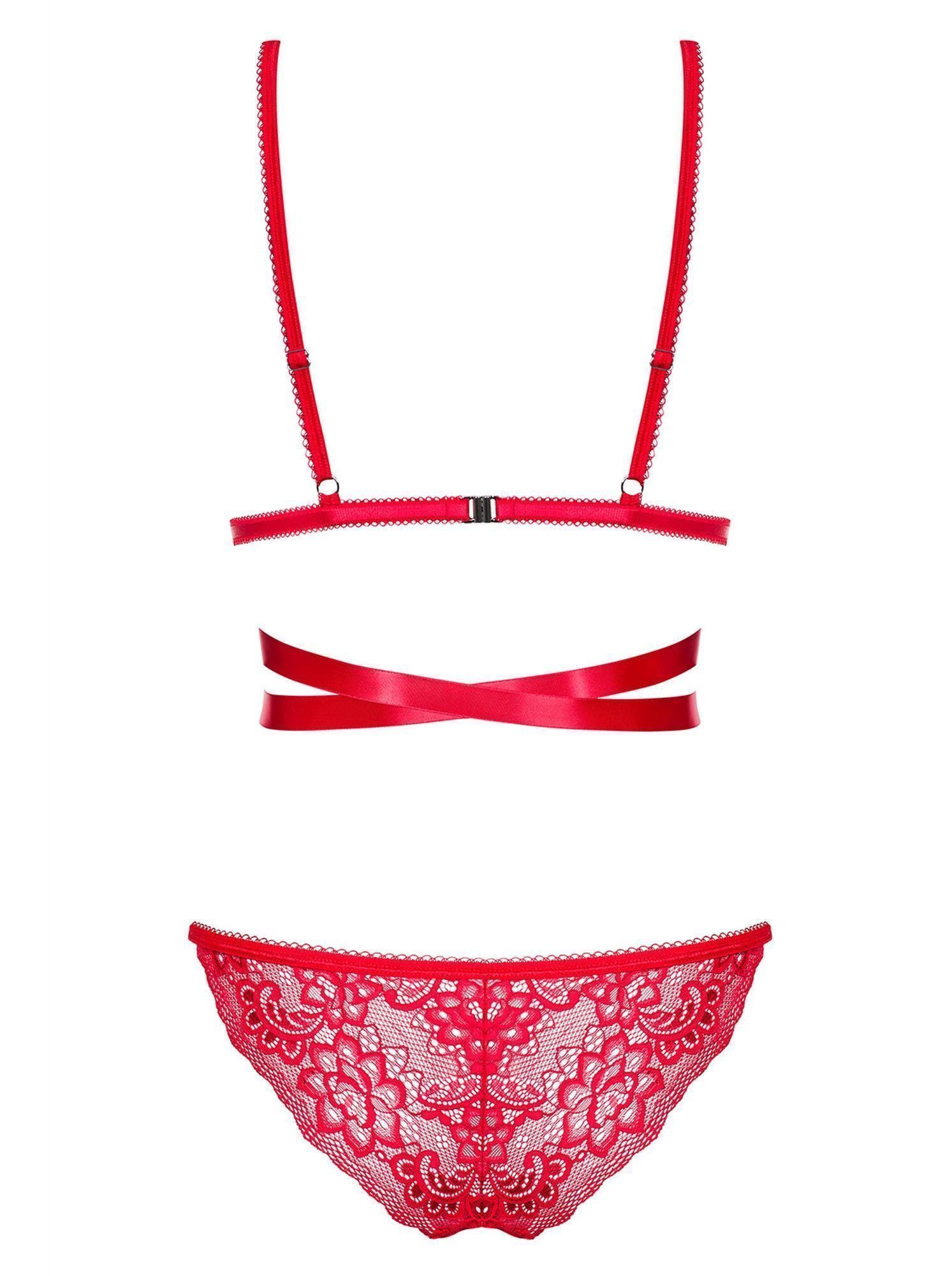 Эротический комплект Obsessive Lovlea, L/XL (красный)