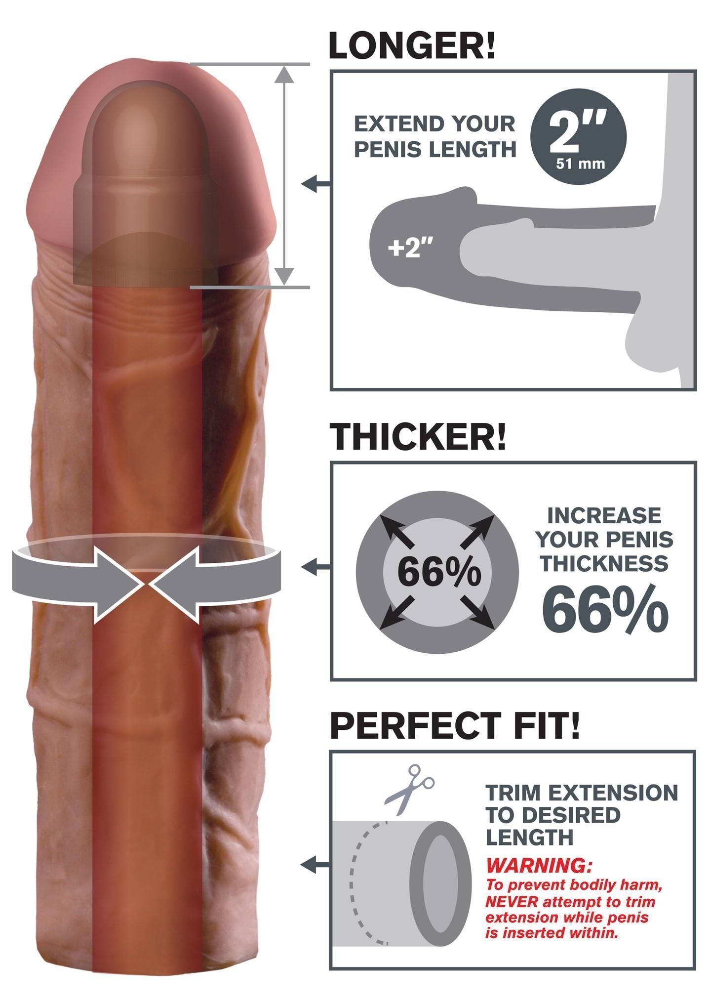 Насадка на пенис Pipedream FX Mega 2 Inch Extension, 20 см (коричневый)