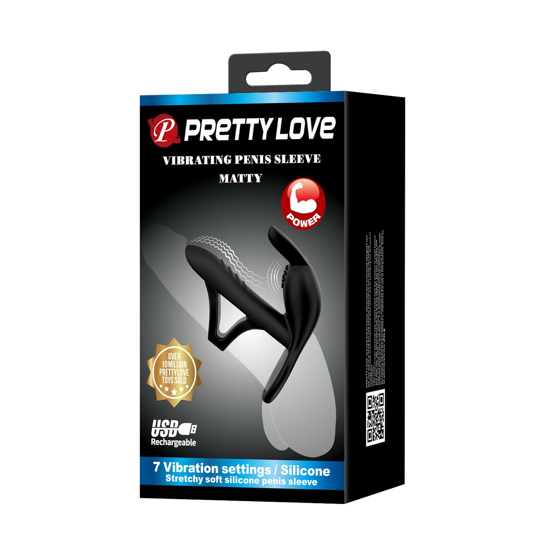 Насадка на пенис Pretty Love Matty, 10.5 см (черный)