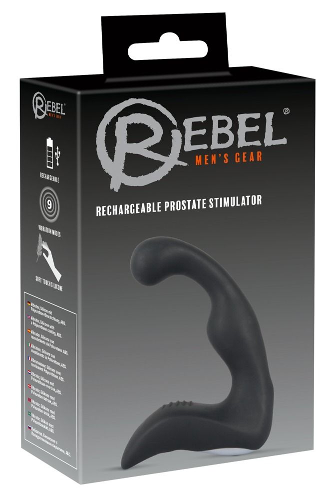 Стимулятор простаты Rebel Mens Gear Rechargeable, 14,3 см (черный)