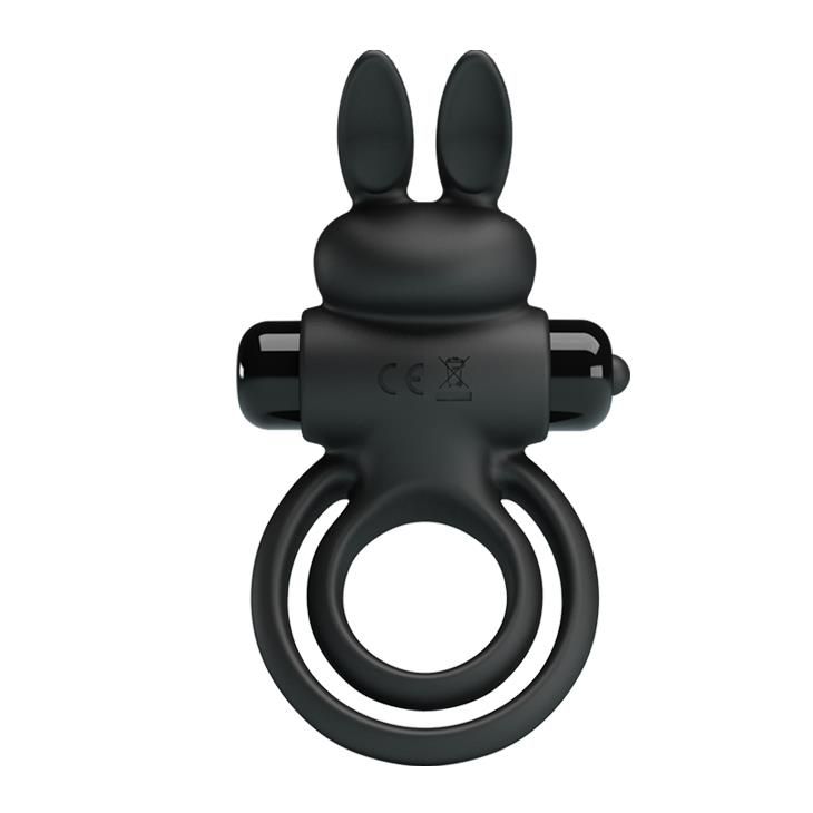Pierścień wibracyjny Pretty Love Vibro Penis Ring Bunny III, 9,7 cm (czarny)