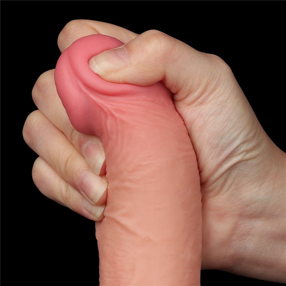 Lovetoy Sliding Skin Dual Layer Dong - Dildo, W kolorze cielistym, 19.5 cm