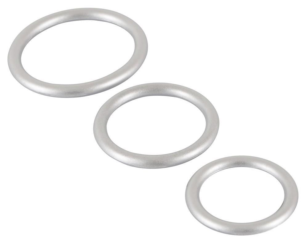 Набір ерекційних кілець Metallic Cock Ring Set, 3 шт (сріблястий)