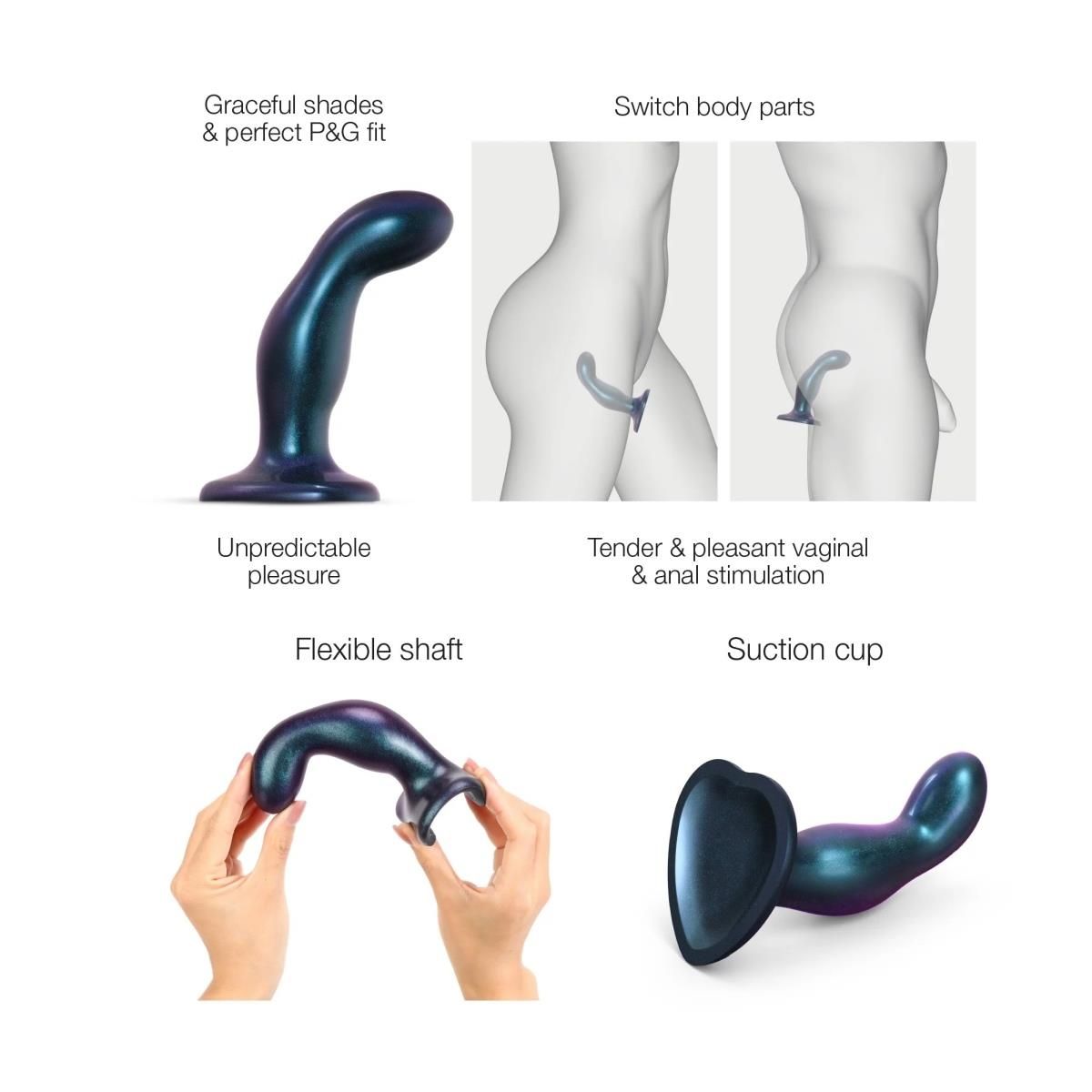 Фаллоимитатор Strap-On-Me Dildo Plug Snaky M, 15.3 см (синий)