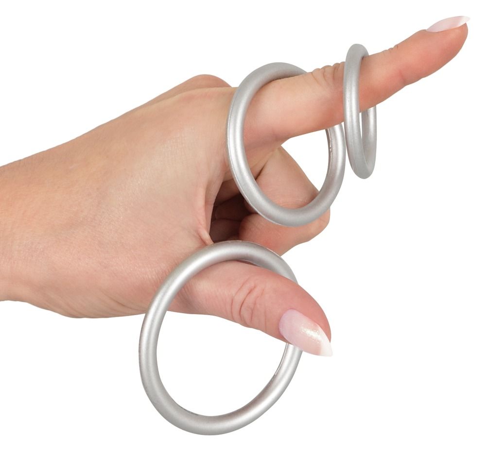Набір ерекційних кілець Metallic Cock Ring Set, 3 шт (сріблястий)