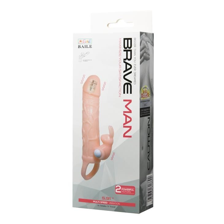 Насадка на пеніс Brave Men Vibro Penis Sleeve, 17 см (тілесний)