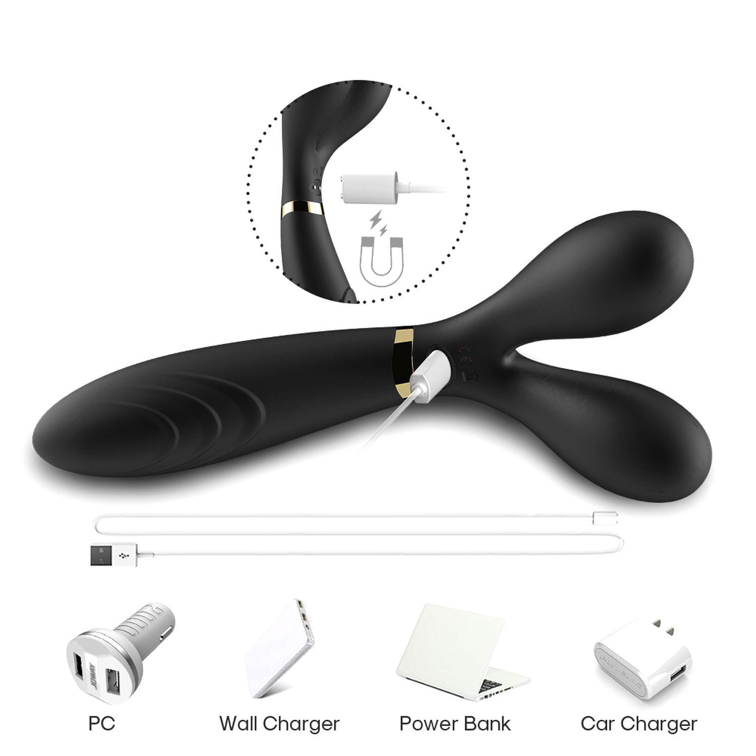 B - Series Joy Y-Wand - Wibrator-królik B -, Czarny, 19.2 cm