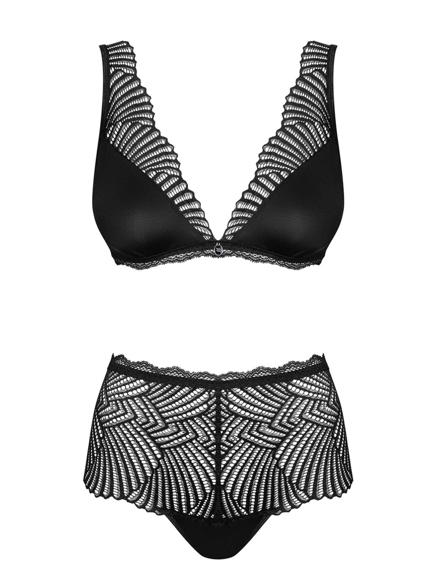 Комплект белья Obsessive Klarita, L/XL (черный)