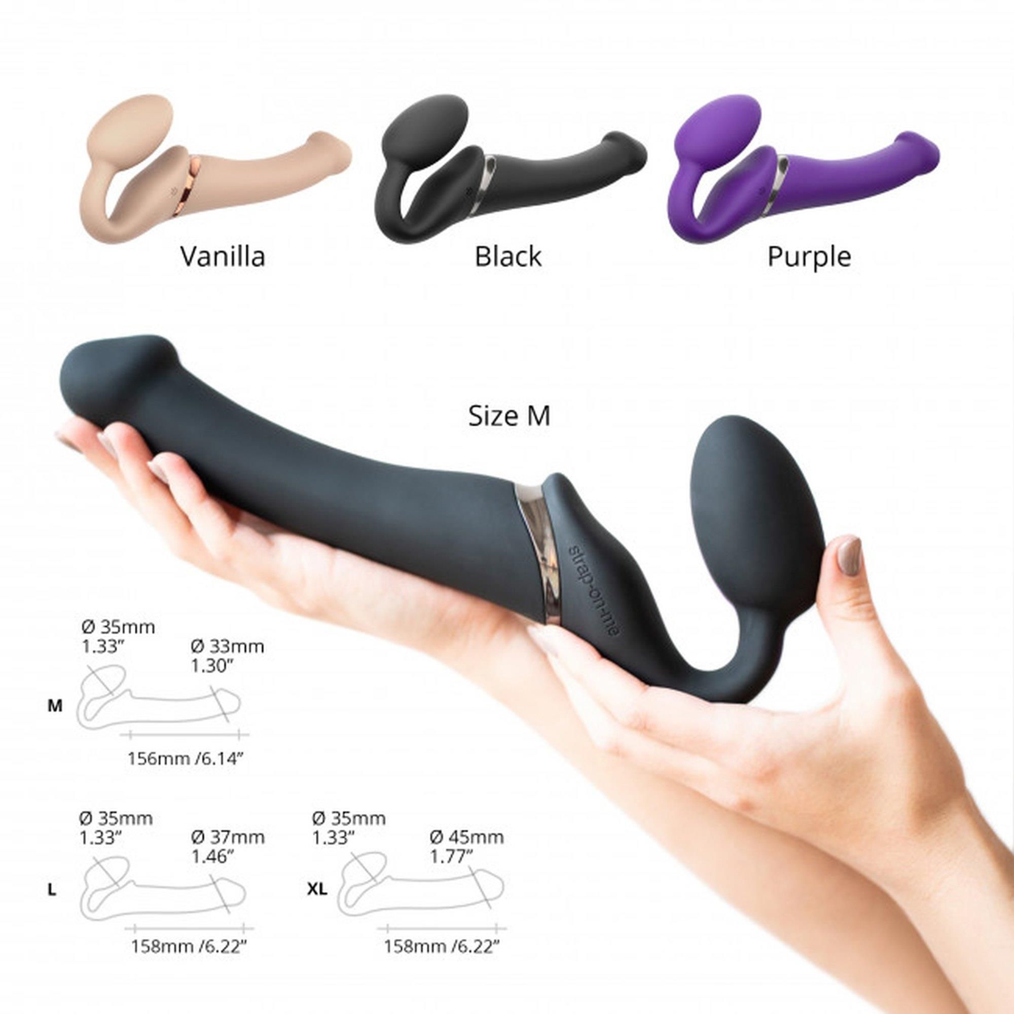 Двойной страпон с вибрацией Strap-On-Me, 18 см (черный)