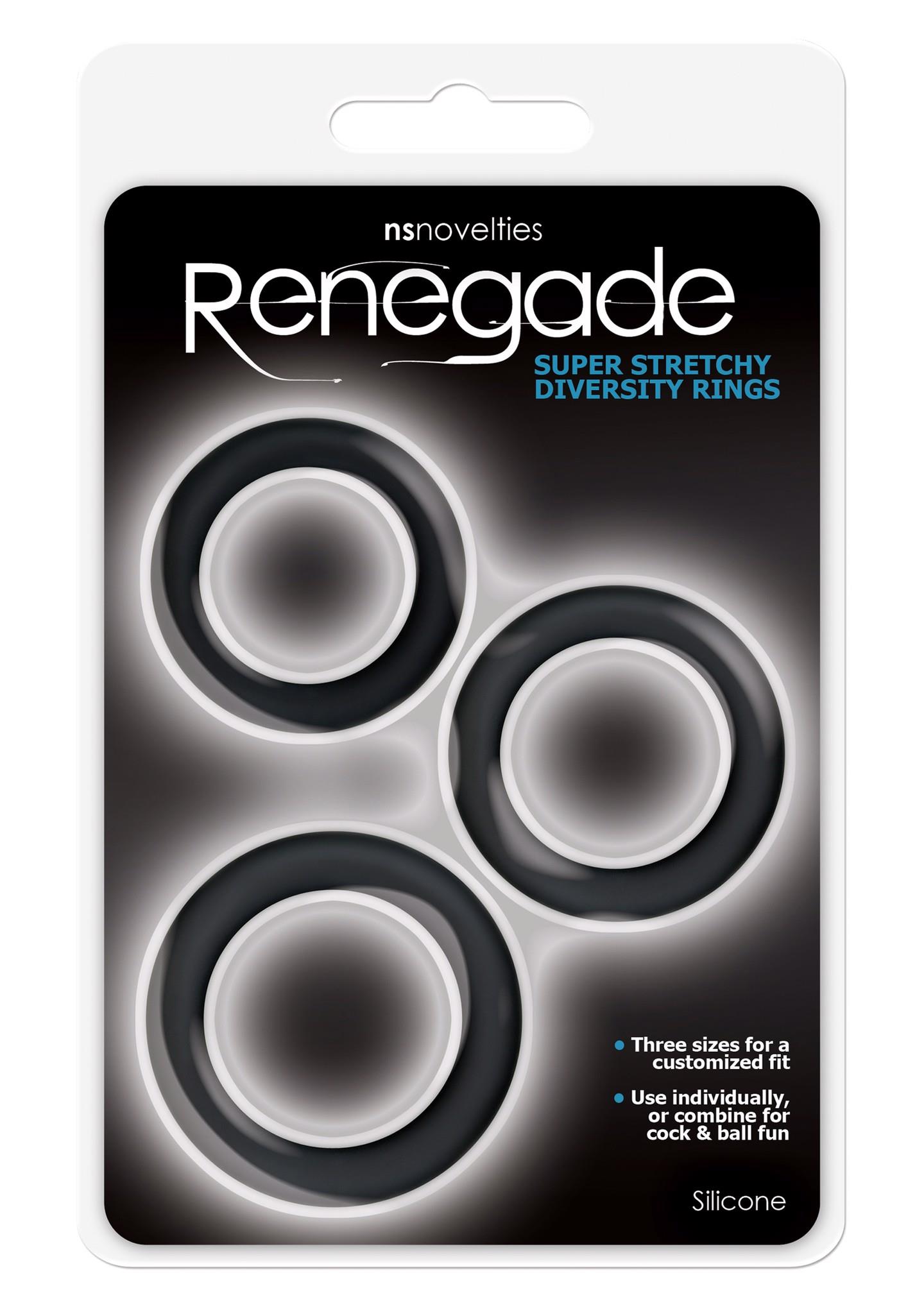 Эрекционное кольцо Renegade Super Stretchy Diversity Rings, 3 шт (черный)