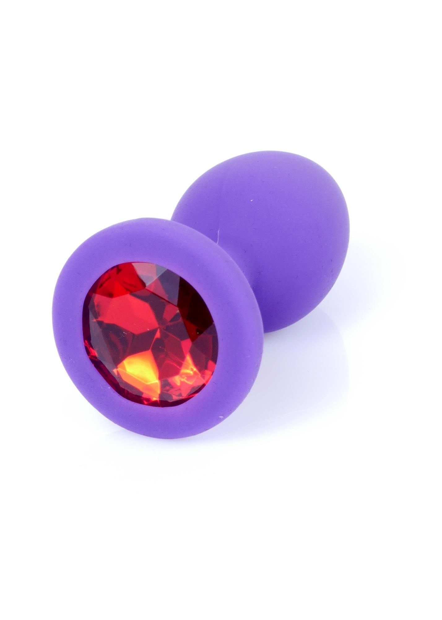 Силіконова анальна пробка з кристалом Boss Jewellery Silikon, 7 см (червоний)