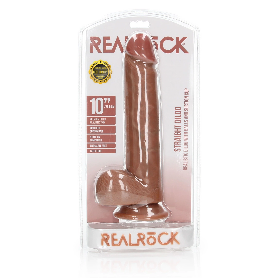Фаллоимитатор RealRock Realistic Balls Suction Cup 10", 28 см (телесный)