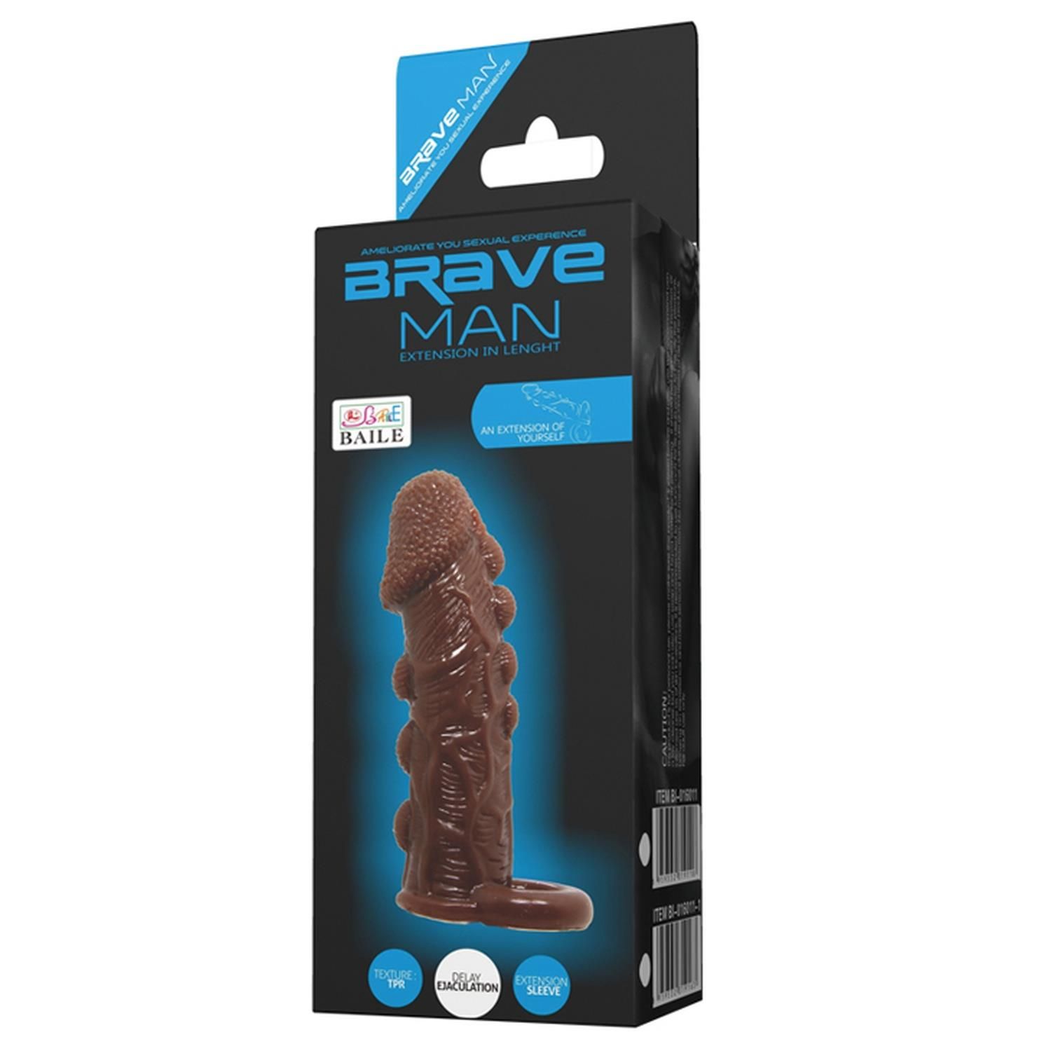 Насадка на пенис Baile Brave Man, 14 см (коричневый)