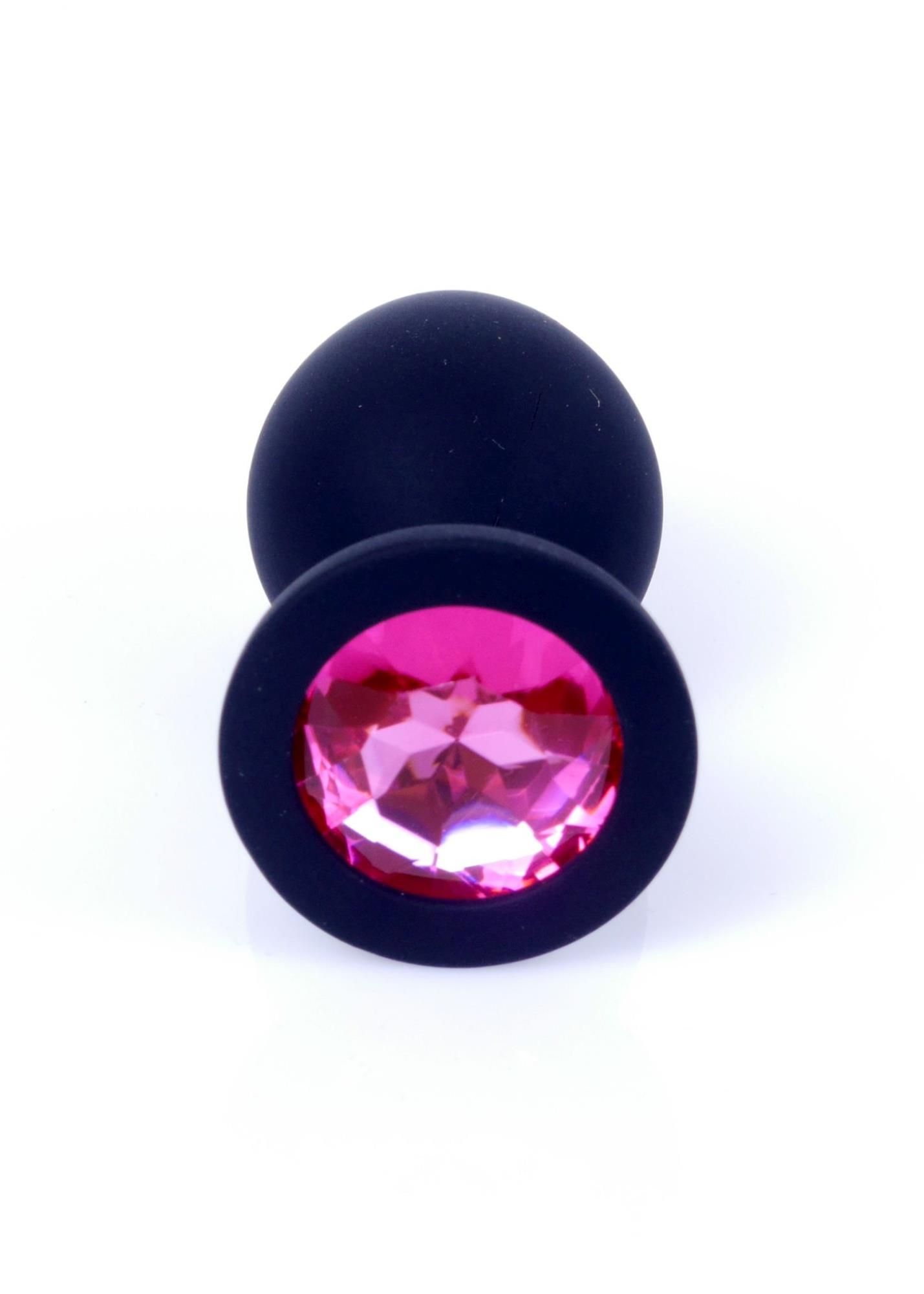 Силіконова анальна пробка з кристалом Boss Silikon Jewellery, 8 см (рожевий)