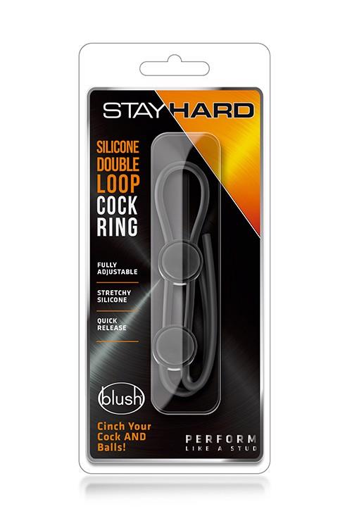 Эрекционное кольцо Stay Hard Silicone Double Loop Cock Ring, 22.9 см (черный)