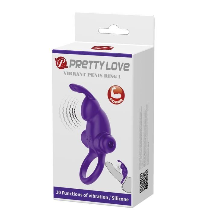 Виброкольцо Pretty Love Vibro Penis Ring Rabbit, 11,3 см (фиолетовый)