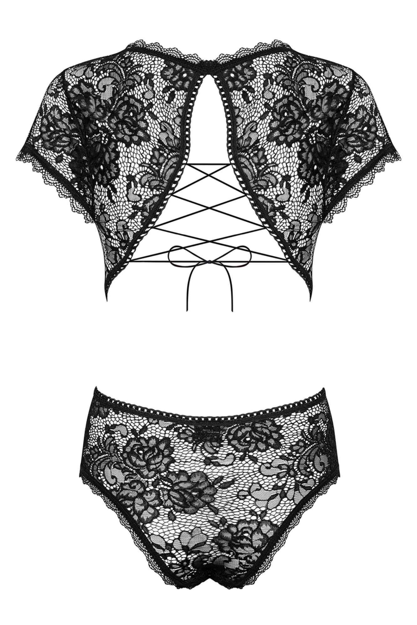 Эротический боди Obsessive Peonesia, S/M (черный)