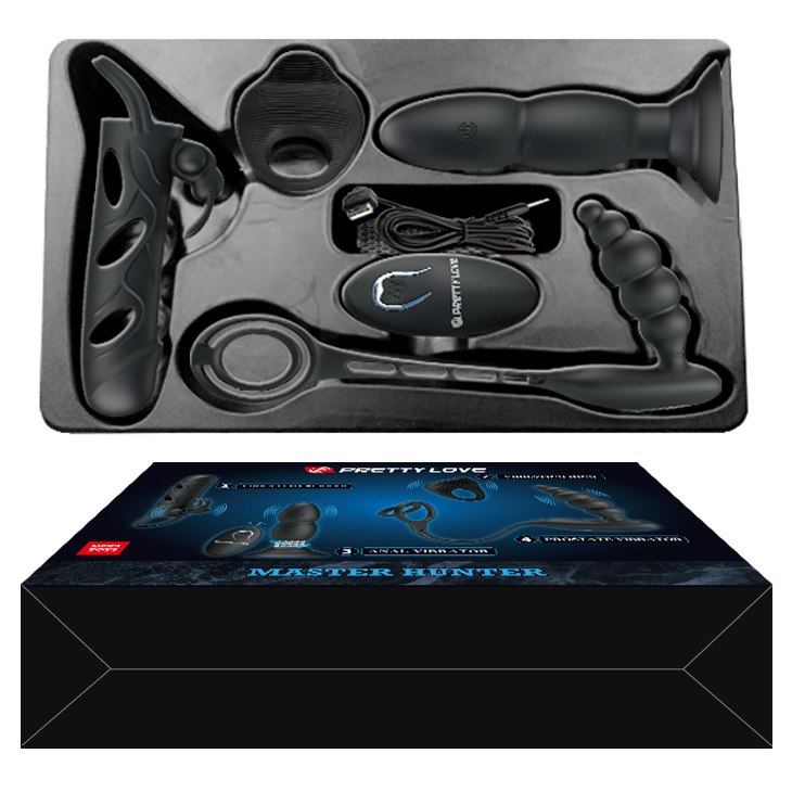 Zestaw zabawek erotycznych Pretty Love Master Hunter, 4 szt (czarny)