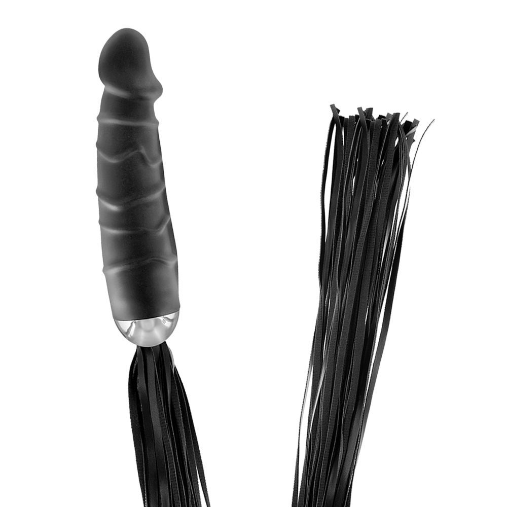 Флоггер Fetish Tentation Whip with Dildo Handle, 45 см (черный)