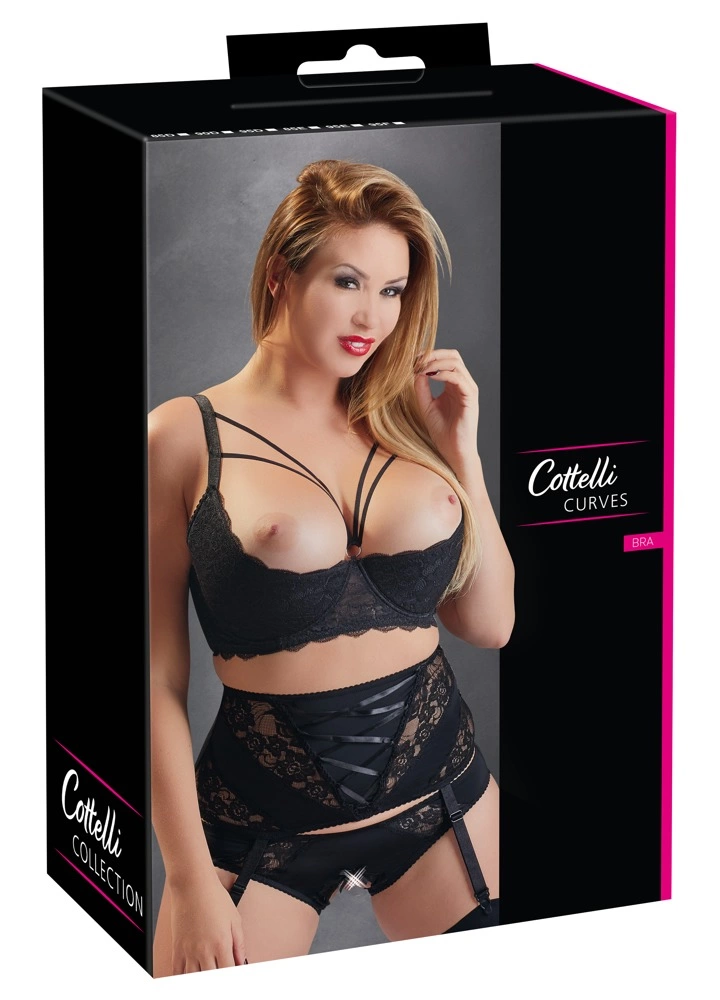 Бюстгальтер Cottelli Curves Shelf Bra lace, 95F (чорний)