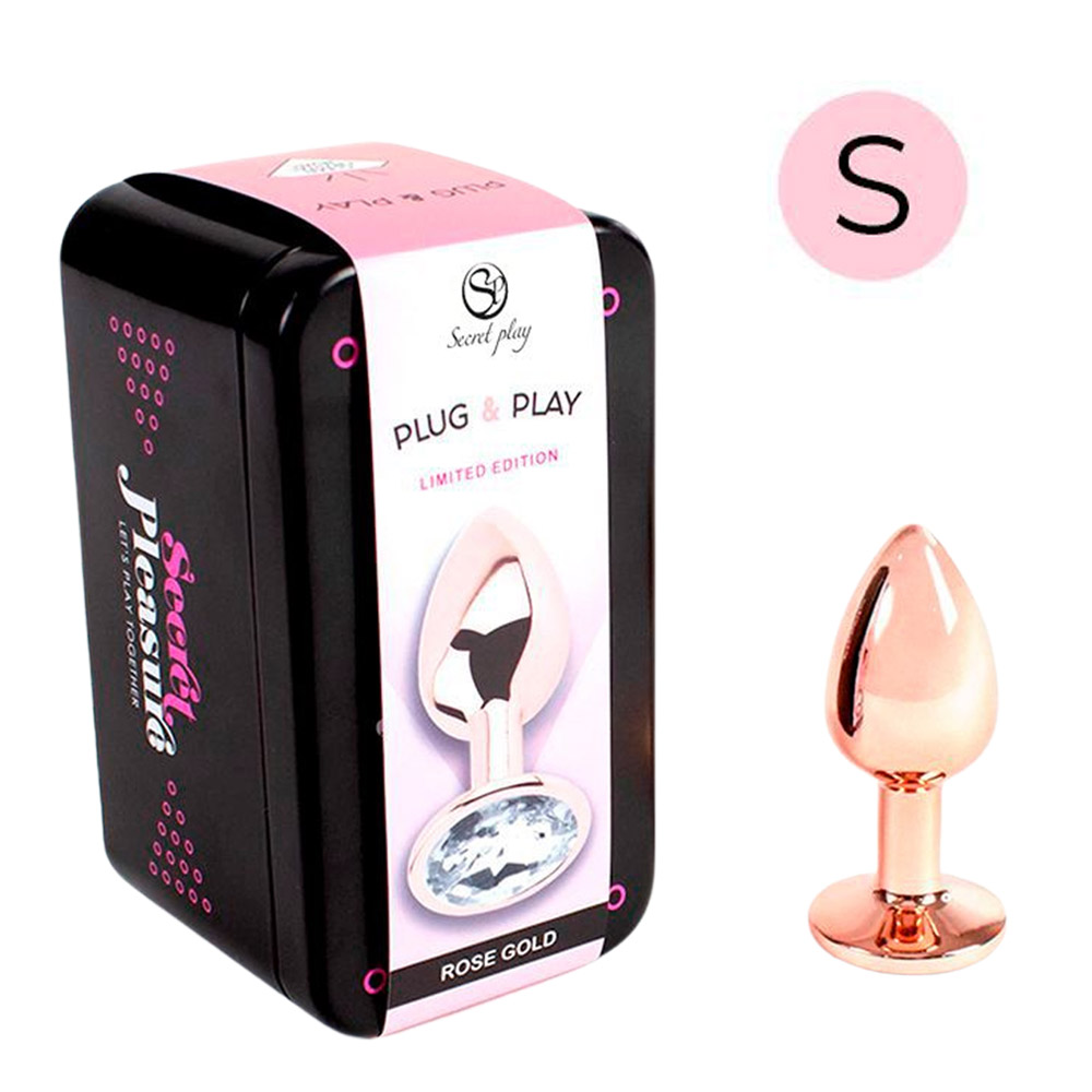 Анальна пробка з кристалом Secret Play Rose Gold S, 7 см (прозорий)