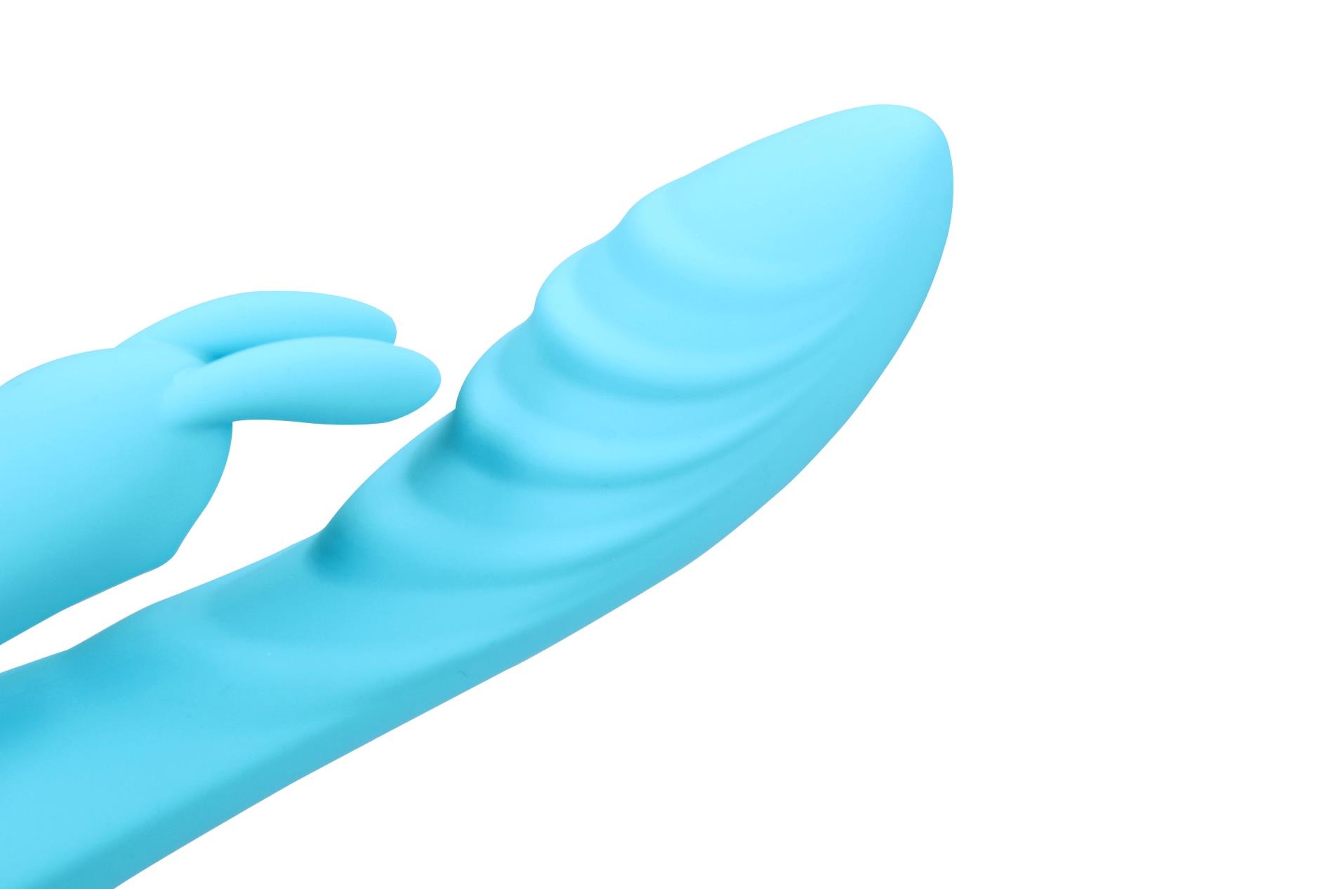 Вібратор-кролик Loveline Ribbed Ultra Soft Silicone, 21 см (блакитний)