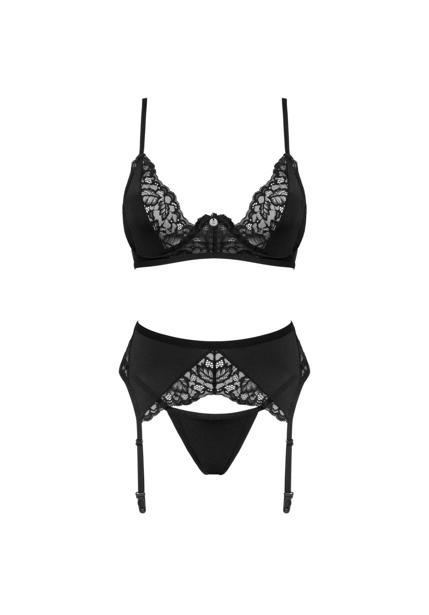 Комплект белья Obsessive Bellastia, XL/2XL (черный)
