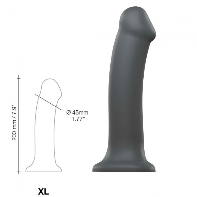 Dildo Strap-On-Me Dual Density Bendable XL, 20 cm (szary)